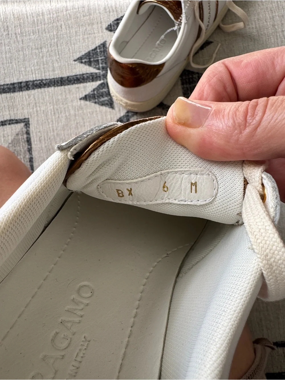 Salvatore Ferragamo Achille 2 White Gold Leather Sneakers Size 6 M NEW